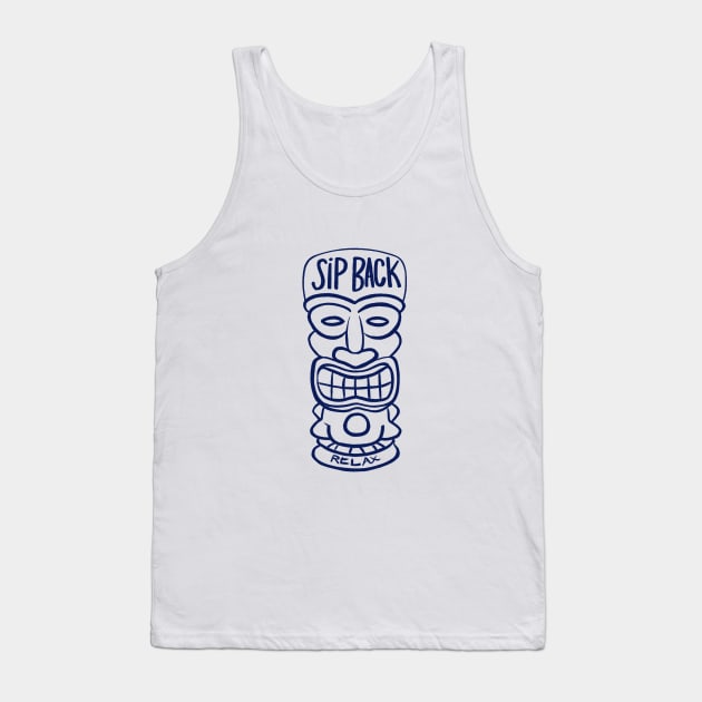 Sip Back & Relax - Chilled Tiki Tank Top by Retro Travel Design